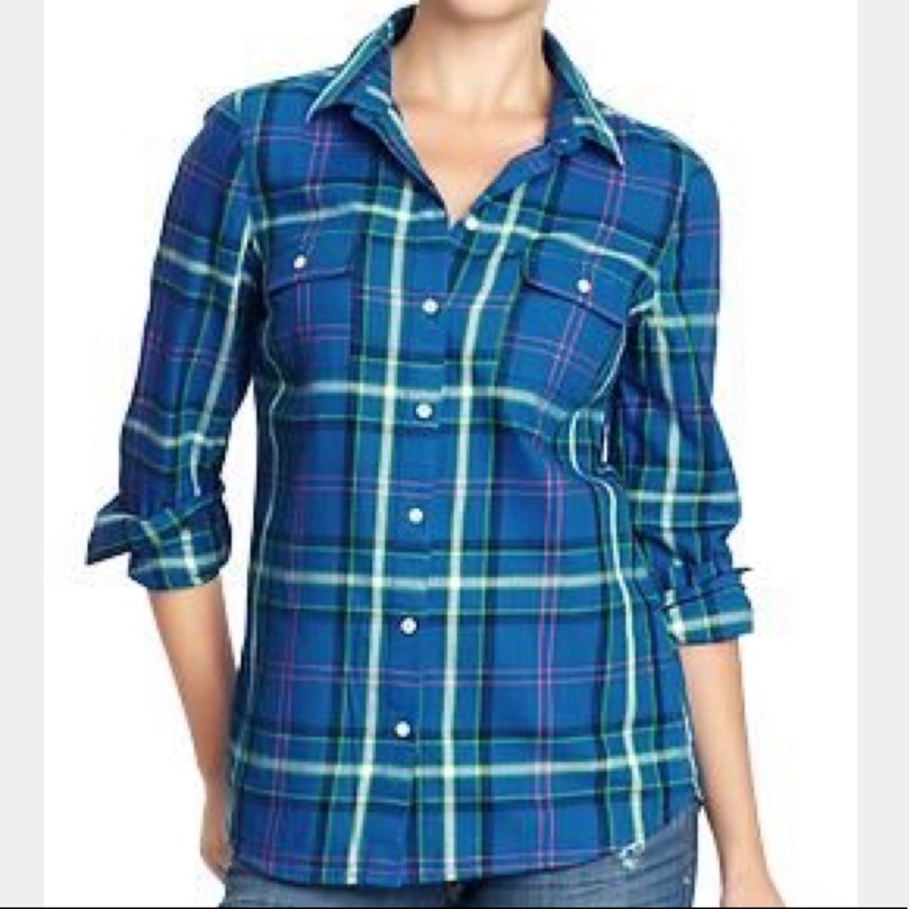 Blue plaid shirt